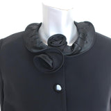 Armani Collezioni Jacket Black Satin-Trim Silk Crepe Size 12 - Celebrity Owned