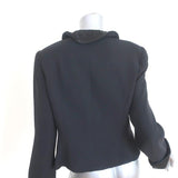 Armani Collezioni Jacket Black Satin-Trim Silk Crepe Size 12 - Celebrity Owned