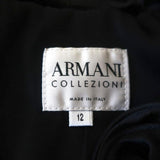 Armani Collezioni Jacket Black Satin-Trim Silk Crepe Size 12 - Celebrity Owned