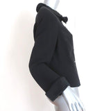 Armani Collezioni Jacket Black Satin-Trim Silk Crepe Size 12 - Celebrity Owned