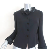 Armani Collezioni Jacket Black Satin-Trim Silk Crepe Size 12 - Celebrity Owned