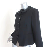 Armani Collezioni Jacket Black Satin-Trim Silk Crepe Size 12 - Celebrity Owned
