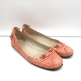 Balenciaga Arena Brogue-Trim Ballet Flats Vieux Rose Pink Leather Size 39 - Celebrity Owned