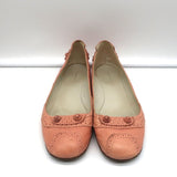 Balenciaga Arena Brogue-Trim Ballet Flats Vieux Rose Pink Leather Size 39 - Celebrity Owned