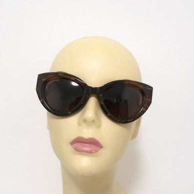 Balenciaga Cat Eye Sunglasses Logo Print Tortoise Shell BB0073S 002 - Celebrity Owned
