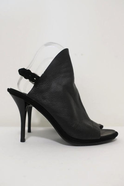 Balenciaga Glove Slingback Sandals Black Leather Suede Size