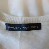 Balenciaga Short Sleeve Cardigan Ivory Anchor-Embroidered Wool Sweater Size 36 - Celebrity Owned