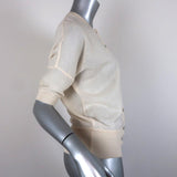 Balenciaga Short Sleeve Cardigan Ivory Anchor-Embroidered Wool Sweater Size 36 - Celebrity Owned