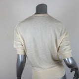 Balenciaga Short Sleeve Cardigan Ivory Anchor-Embroidered Wool Sweater Size 36 - Celebrity Owned