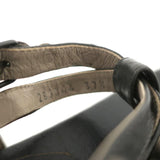 Balenciaga Studded T-Strap Sandals Dark Gray Leather Size 37.5 Flat Thong - Celebrity Owned