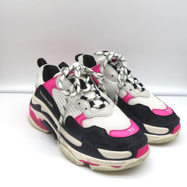 Balenciaga Triple S Sneakers White Mesh Pink Leather Size 39