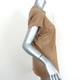 Balmain Tee Camel Slub Linen Jersey Size 36 Short Sleeve Top - Celebrity Owned