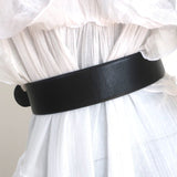 Barneys New York Double Buckle Wide Belt Black Leather Size 75 US 30 - Celebrity Owned