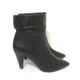 ba&sh Ankle Boots Constanza Black Leather Size 39 Pointed Toe High Heel - Celebrity Owned