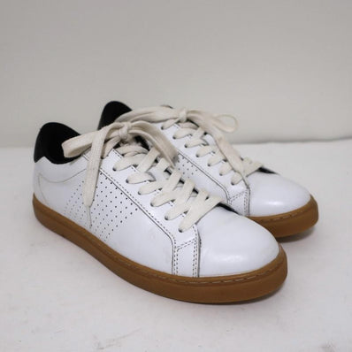 ba&sh Costa Low Top Sneakers White & Black Leather Size 37 - Celebrity Owned