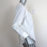 Bassike Collarless Button Down Shirt White Cotton Size 0 Long Sleeve Top - Celebrity Owned