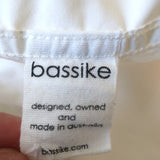 Bassike Collarless Button Down Shirt White Cotton Size 0 Long Sleeve Top - Celebrity Owned