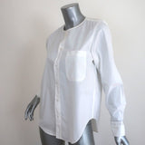 Bassike Collarless Button Down Shirt White Cotton Size 0 Long Sleeve Top - Celebrity Owned