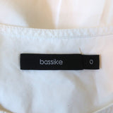 Bassike Collarless Button Down Shirt White Cotton Size 0 Long Sleeve Top - Celebrity Owned