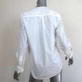 Bassike Collarless Button Down Shirt White Cotton Size 0 Long Sleeve Top - Celebrity Owned