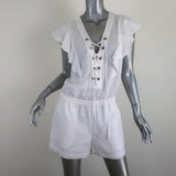 BCBGMAXAZRIA Kenzi Lace-Up Romper White Size Small NEW - Celebrity Owned