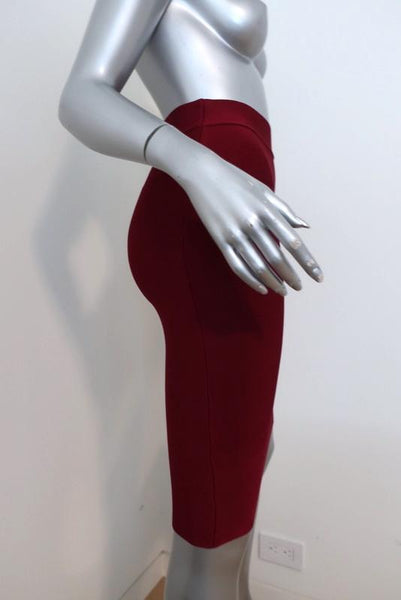 BCBGMAXAZRIA Nathalia Pencil Skirt Deep Cranberry Size Extra Small