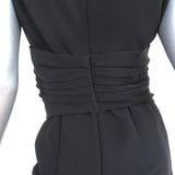Black Halo Dress Black Pleated Crepe Size 6 Sleeveless Sheath - Celebrity Owned