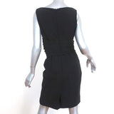 Black Halo Dress Black Pleated Crepe Size 6 Sleeveless Sheath - Celebrity Owned