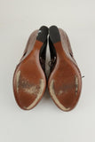 Bottega Veneta Lace-Up Booties Copper Snakeskin Size 39 Peep Toe Platform Wedge MFR - Celebrity Owned