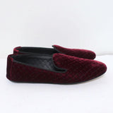 Bottega Veneta Smoking Slippers Burgundy Intrecciato-Embroidered Velvet Size 36 - Celebrity Owned