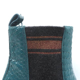 Brunello Cucinelli Sock-Gore Ankle Boots Teal Snakeskin Size 41 Block Heel - Celebrity Owned