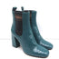 Brunello Cucinelli Sock-Gore Ankle Boots Teal Snakeskin Size 41 Block Heel