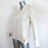 Calypso Christiane Celle Hooded Top Cream Embroidered Linen Size Large - Celebrity Owned