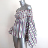 Caroline Constas Appolonia Off the Shoulder Top White/Multi Striped Size Small - Celebrity Owned