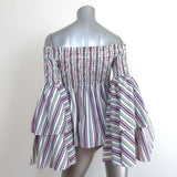 Caroline Constas Appolonia Off the Shoulder Top White/Multi Striped Size Small - Celebrity Owned