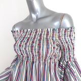 Caroline Constas Appolonia Off the Shoulder Top White/Multi Striped Size Small - Celebrity Owned
