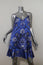Caroline Constas Slip Dress Tina Blue Paisley Print Stretch Satin Size Large