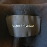 Cedric Charlier Tie-Waist Jacket Black Wool Blend Size US 6 - Celebrity Owned