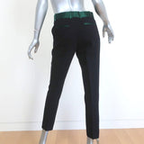Celine Tuxedo Pants Green Satin-Trim Black Wool Size 36 - Celebrity Owned