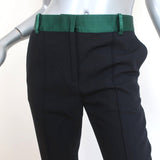 Celine Tuxedo Pants Green Satin-Trim Black Wool Size 36 - Celebrity Owned