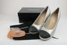 Chanel 15C Cap Toe Platform Pumps Silver Metallic & Black Leather Size 38.5