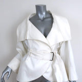 Charles Chang Lima Wrap Jacket White Stretch Cotton Size 8 - Celebrity Owned