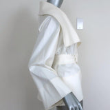 Charles Chang Lima Wrap Jacket White Stretch Cotton Size 8 - Celebrity Owned
