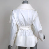 Charles Chang Lima Wrap Jacket White Stretch Cotton Size 8 - Celebrity Owned