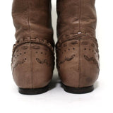 Chloe Knee High Flat Boots Brown Leather Size 38.5 Embellished Heel - Celebrity Owned