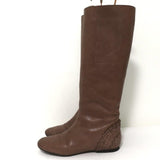 Chloe Knee High Flat Boots Brown Leather Size 38.5 Embellished Heel - Celebrity Owned