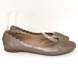 Chloe Lauren Ballet Flats Gold Metallic Scalloped Leather Size 37.5 - Celebrity Owned