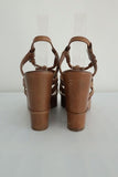 Chloe Platform Wedge Sandals Tan Leather Size 40 Slingback Heel - Celebrity Owned