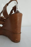 Chloe Platform Wedge Sandals Tan Leather Size 40 Slingback Heel - Celebrity Owned