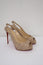 Christian Louboutin No Prive 120 Slingback Pumps Snake-Print Cork Size 36.5
